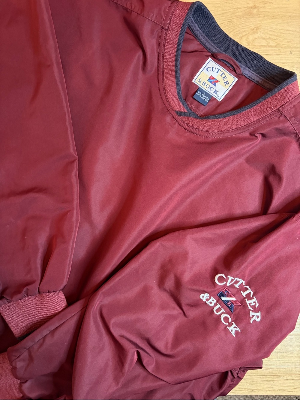 Cutter & Buck Vintage Burgundy Polyester Golf Pullover Sweatshirt Large